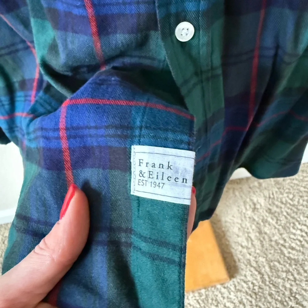 Frank & Eileen Plaid Button-Down Flannel Shirt - Green Blue Red XL Lightweight - Picture 7 of 12